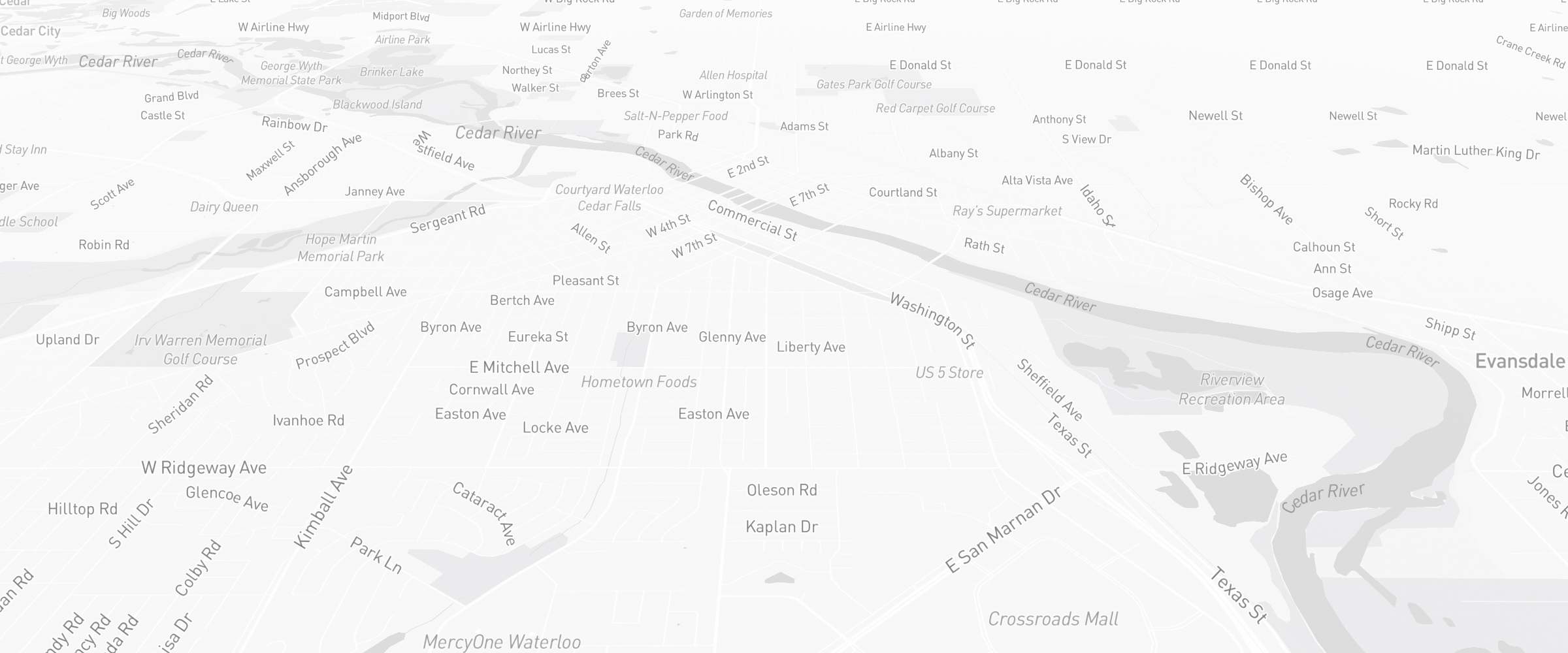 Neighborhood map of Waterloo, IA — the area served by Life Insurance Agents of Waterloo Group
